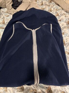 Navy Fleece Zip-Up Sleep Sack with Contrast Trim - 18-36 months